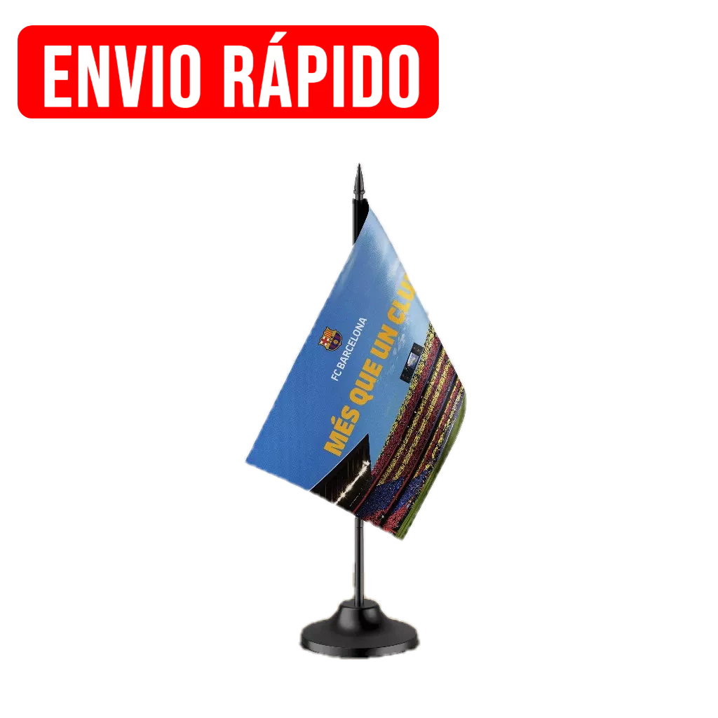 Mini Bandeirinha de Mesa Barcelona 20x12cm | Personalizada | Haste 28cm | Estampa em Sublimação — imagem 2 de 2
