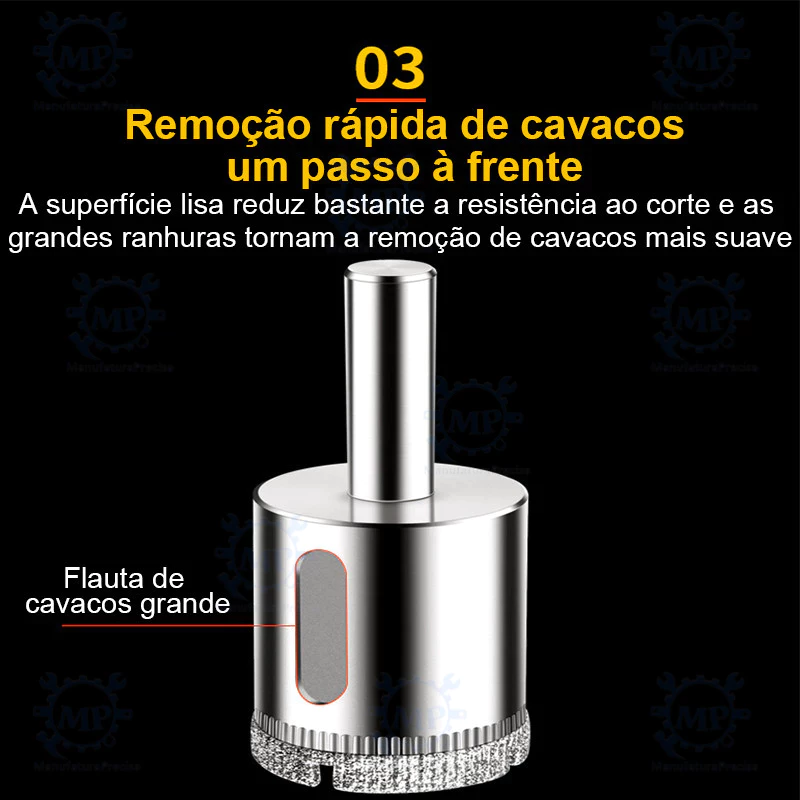 Kit 15 Brocas Diamantadas Serra Copo 6 a 50mm para furar Vidro — foto 4