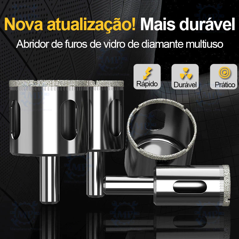 Kit 15 Brocas Diamantadas Serra Copo 6 a 50mm para furar Vidro — foto 7
