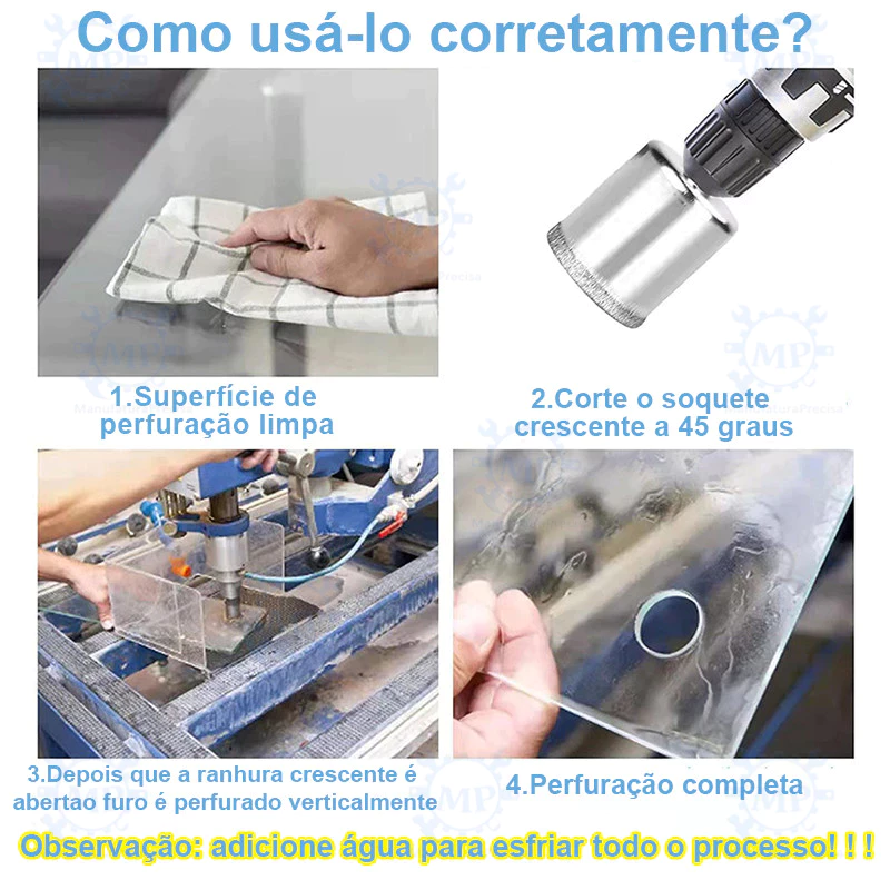 Kit 15 Brocas Diamantadas Serra Copo 6 a 50mm para furar Vidro — foto 9