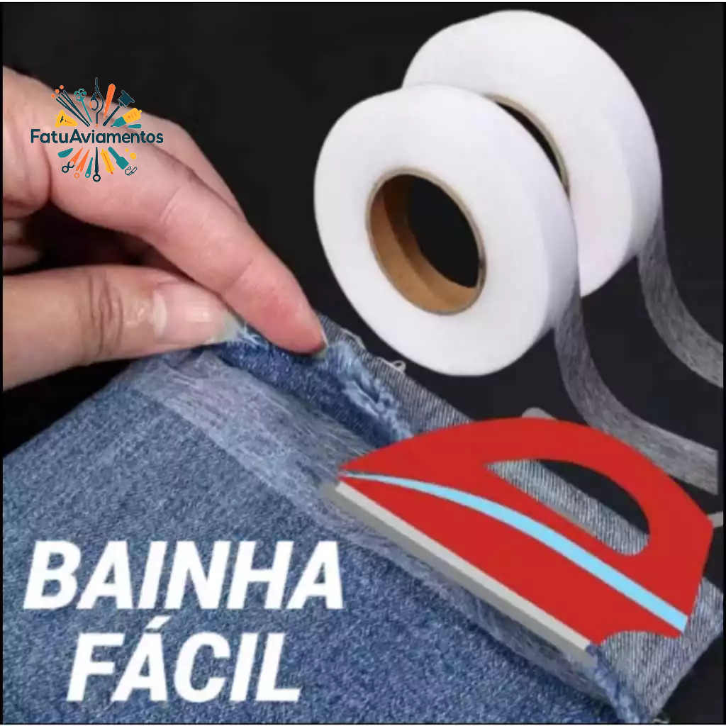 Barra fácil Kit 2 rolos de 2.0cm x 50m Bainha mágica Instantânea Sem Costura Fita Termocolante em Oferta na Shopee