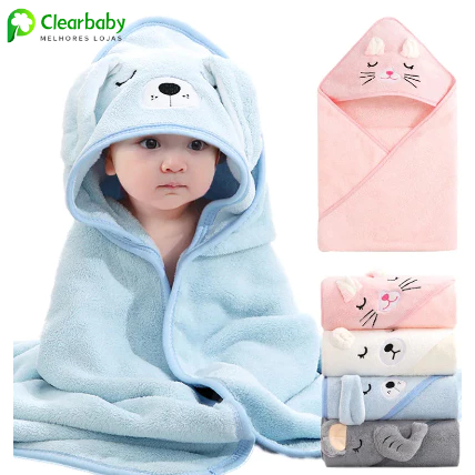 Roupão Toalha de Banho Bebê com Capuz Algodão Confortável para Crianças em Oferta na Shopee