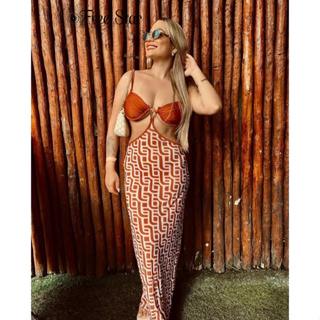 Conjunto de Biquíni Meia Taça com Saída Tule Longo que Vira Vestido em Oferta na Shopee