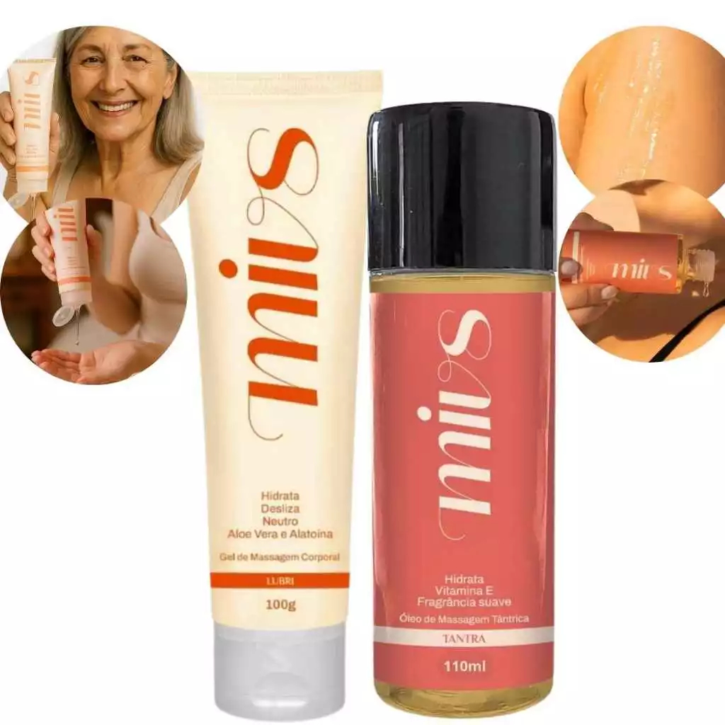 Kit Mivs Óleo Hidratante Corporal Massagem e Pós Depilação Banho e Gel Hidratante Íntimo c Aloe Vera