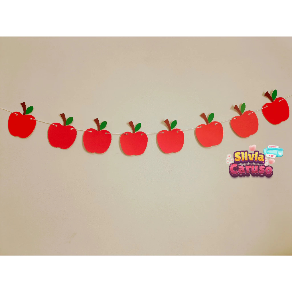 Varal decorativo Maça -  festa infantil maça tema branca de neve para parede ou mesa