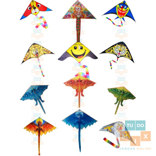 Pipa Grande Com Linha e Rabiola Diversos Modelos Feita com Varetas de Fibra e Tecido Brinquedo de Menino e de Menina em Oferta na Shopee