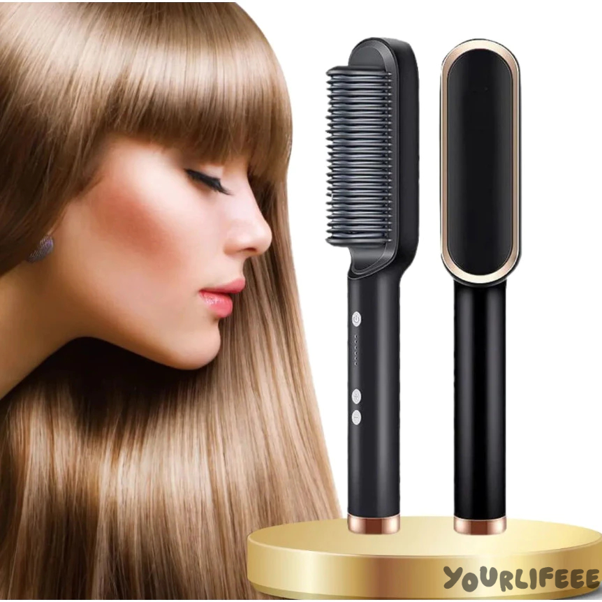 Escova Alisadora Inteligente 5 em 1 | Liso Perfeito, Hidratação e Anti-Frizz – Bivolt