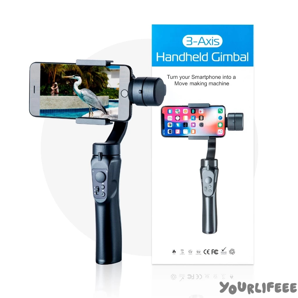 3-Axis Preto Estabilizador Profissional Luxo Gimbal H4 Celular Universal