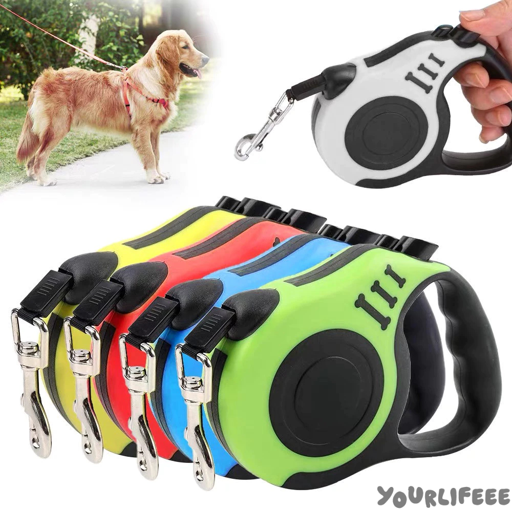 Coleira Guia Retrátil 5 Metros Pets Cachorro Cães Gatos Resistente Com Trava Até 11.33kg em Oferta na Shopee