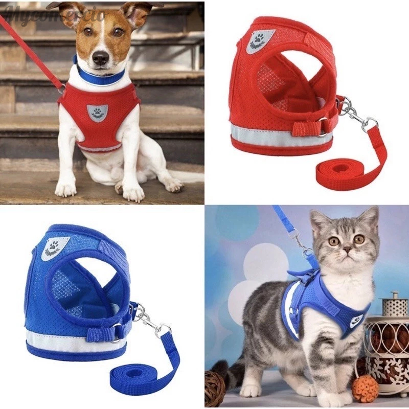 Peitoral Com Guia para Caes E Gatos Colete Regulavel Super Confortavel para Cachorro