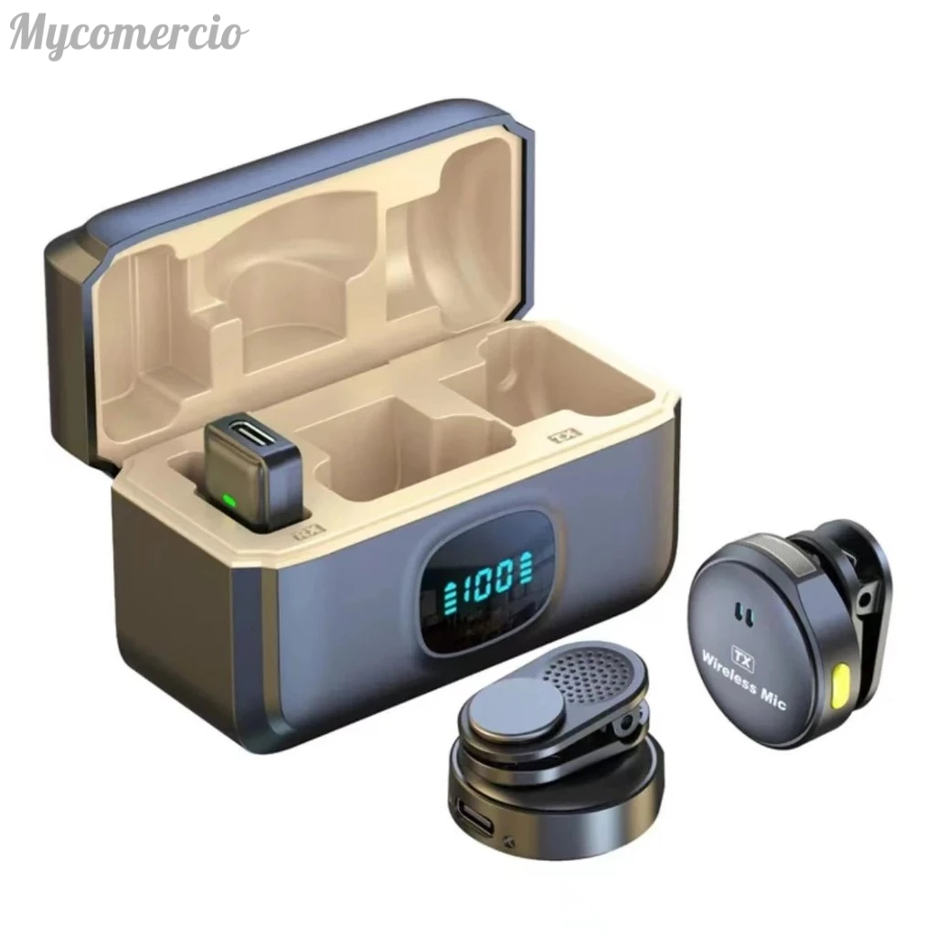 Microfone Lapela Sem Fio Type-C | Cancelamento de Ruído | para iPhone/Android | TikTok e Vlogs