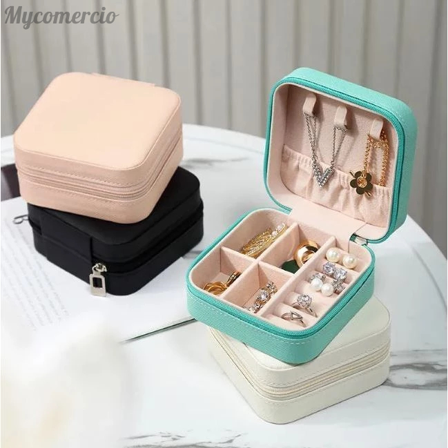Porta Jóias Portátil | Kits 1 e 5 Peças | Caixa + Bolsa de Armazenamento | Colares, Brincos & Anéis em Oferta na Shopee