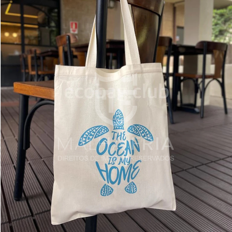Bolsa Sacola Ecobag Algodão Cru Tartaruga Oceano - ecobag praia