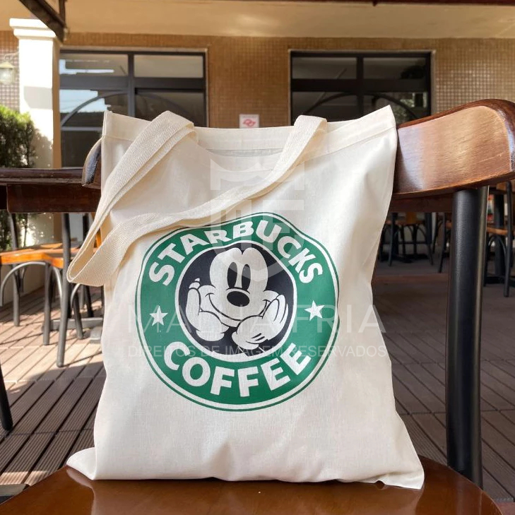 Bolsa Sacola Ecobag ecologica Mickey Coffe 33x40cm
