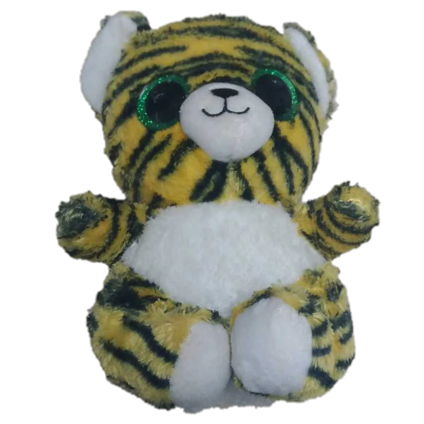 Tigre Pelúcia Zoiudo Amarelo E Preto Olhos Brilhantes Verde Br Machine