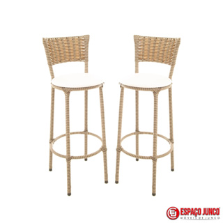 KIT 2 BANQUETAS BANCO ALTO CAPUCCINO COZINHA AREA GOURMET TODA JUNCADA em Oferta na Shopee