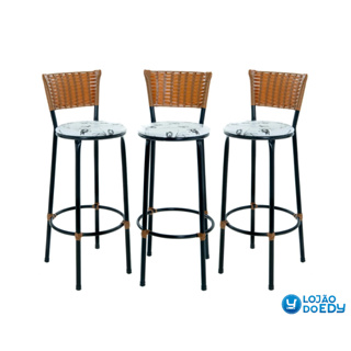 JOGO DE 3 BANQUETAS ALTA DE COZINHA AREA GOURMET BANCADA IMBUIA CASA em Oferta na Shopee