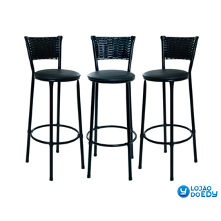 3 BANCO DE FIBRA BANQUETA BALCÃO DE COZINHA ALTO JUNCO PRETO CASA MOVEIS em Oferta na Shopee