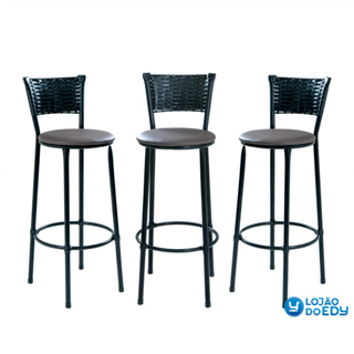 3 BANQUETAS ALTA DE COZINHA AREA GOURMET PRETO BANCADA BALCÃO BARES em Oferta na Shopee