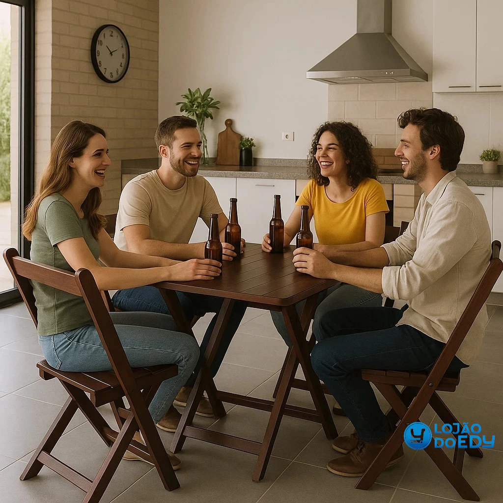 Kit Mesa 4 Cadeiras Madeira: Onde Comprar | BuscaProdutos