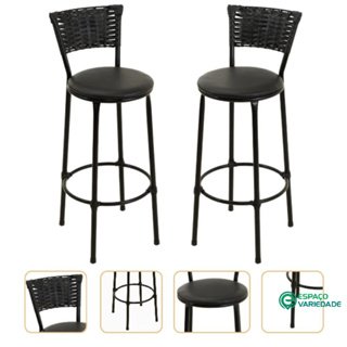 2 banquetas alta Preto de Cozinha Bancada Balcão Bares Área Interna Externa Decoração em Oferta na Shopee