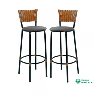 2 BANQUETA ALTA IMBUIA FIBRA JUNCO SINTETICO COZINHA em Oferta na Shopee