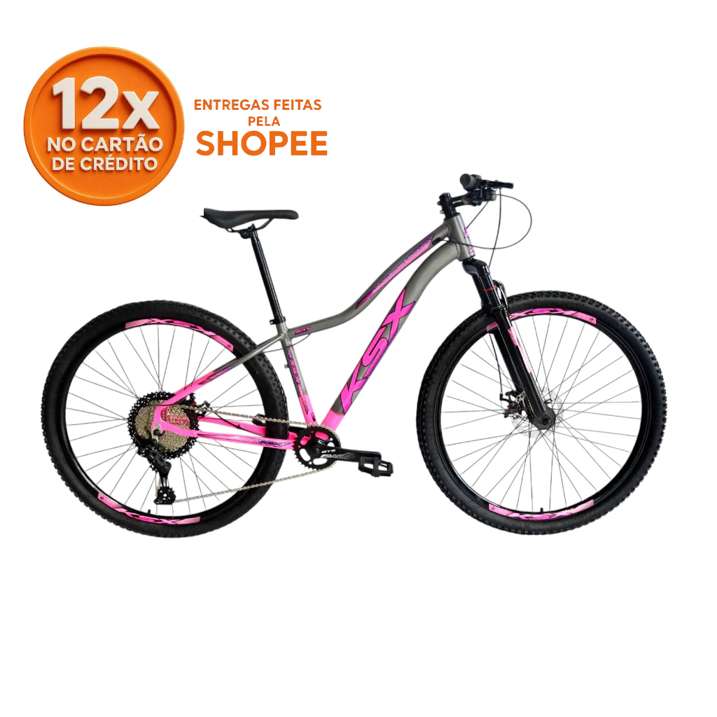 BICICLETA BIKE ARO 29 MTB ALUMÍNIO KSX 12V K7 11x52 FREIO HIDRÁULICO E SUSPENSÃO COM TRAVA FEMININA em Oferta na Shopee