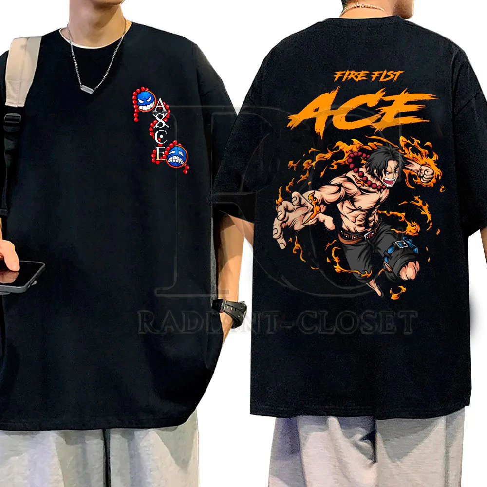 Camiseta Básica Anime One Piece Ace Camisa 100% Algodão Streetwear Temos Plus Size Lançamento - Envio Rápido