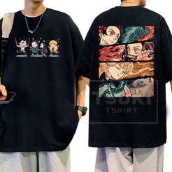 Camiseta Básica Anime Demon Slayer Camisa 100% Algodão Streetwear Temos Plus Size Lançamento - Envio Rápido