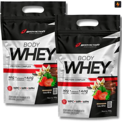 Kit 2x Body Whey Protein 900g Proteína Concentrada Isolada e Hidrolisada Body Action