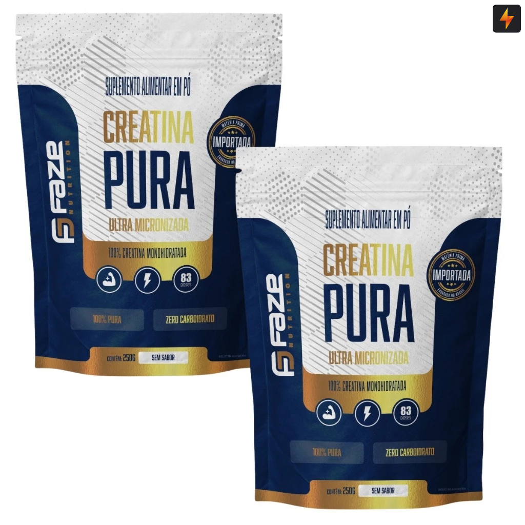 Kit 2x  Creatina Pura 250g Laudo Aprovado - Faze Nutrition em Oferta na Shopee