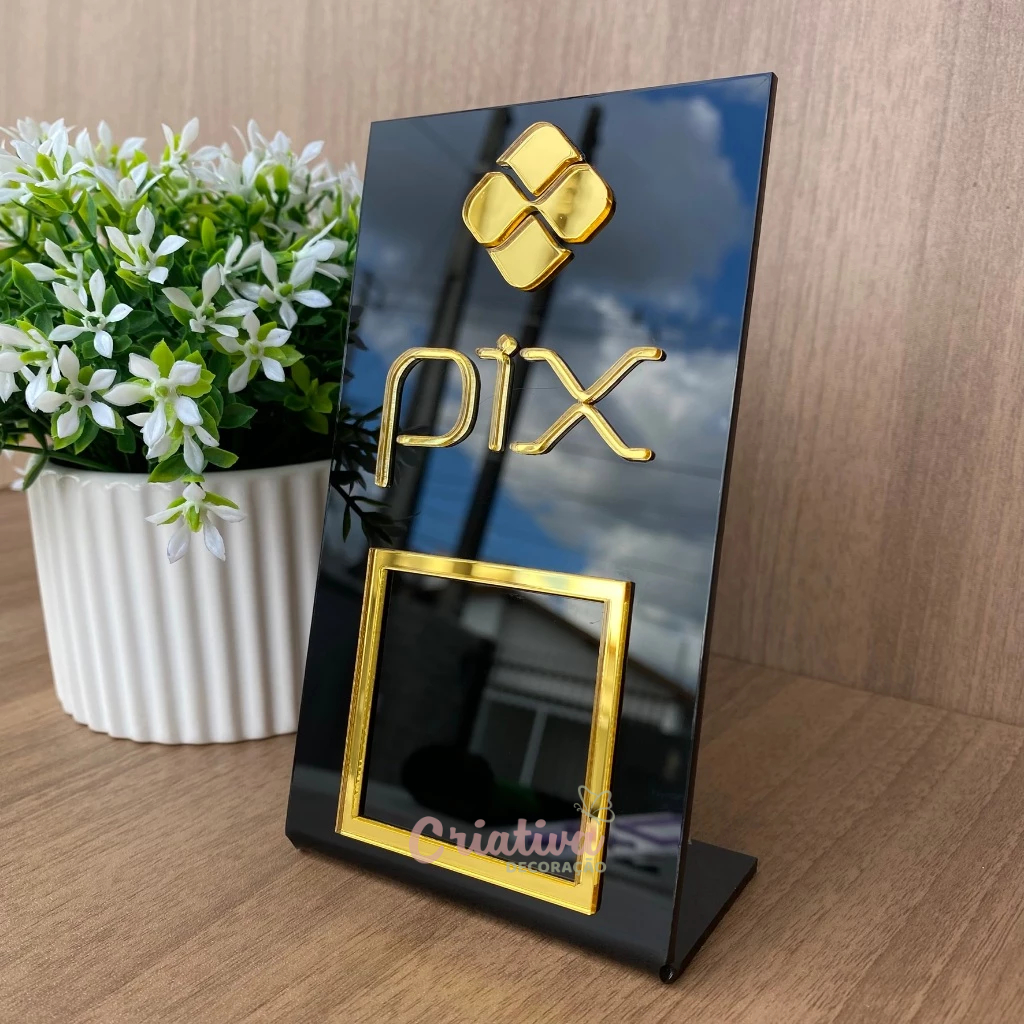 Placa QR Code PIX em Acrílico Luxo – Ideal para Balcão e Caixa em Oferta na Shopee