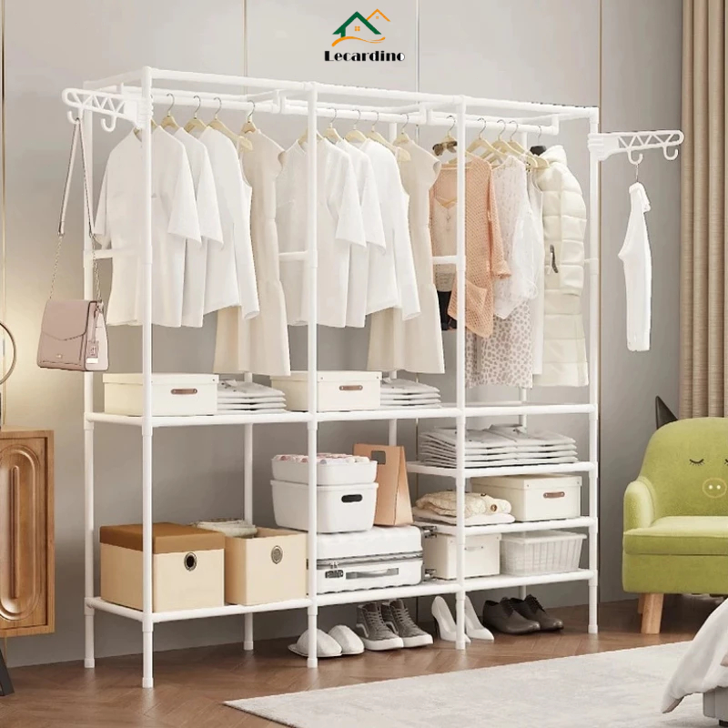 Guarda Roupa Portatil Arara Multifuncional Desmontavel Arara De Roupa Cabideiro Chão Sapateira Rack Organizador Multiuso