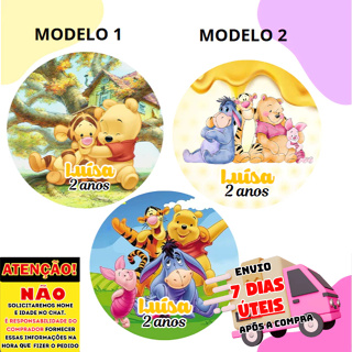 60/100 Adesivos Personalizados 5x5 cm Tema Ursinho Pooh Ideal para Lembrancinhas, festas em Oferta na Shopee