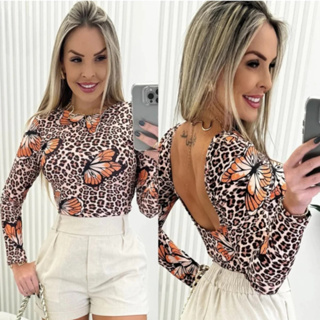 Body Feminino Manga Longa Com Bojo e Tecido em Poliamida Segunda Pele Leve e Confortável em Oferta na Shopee