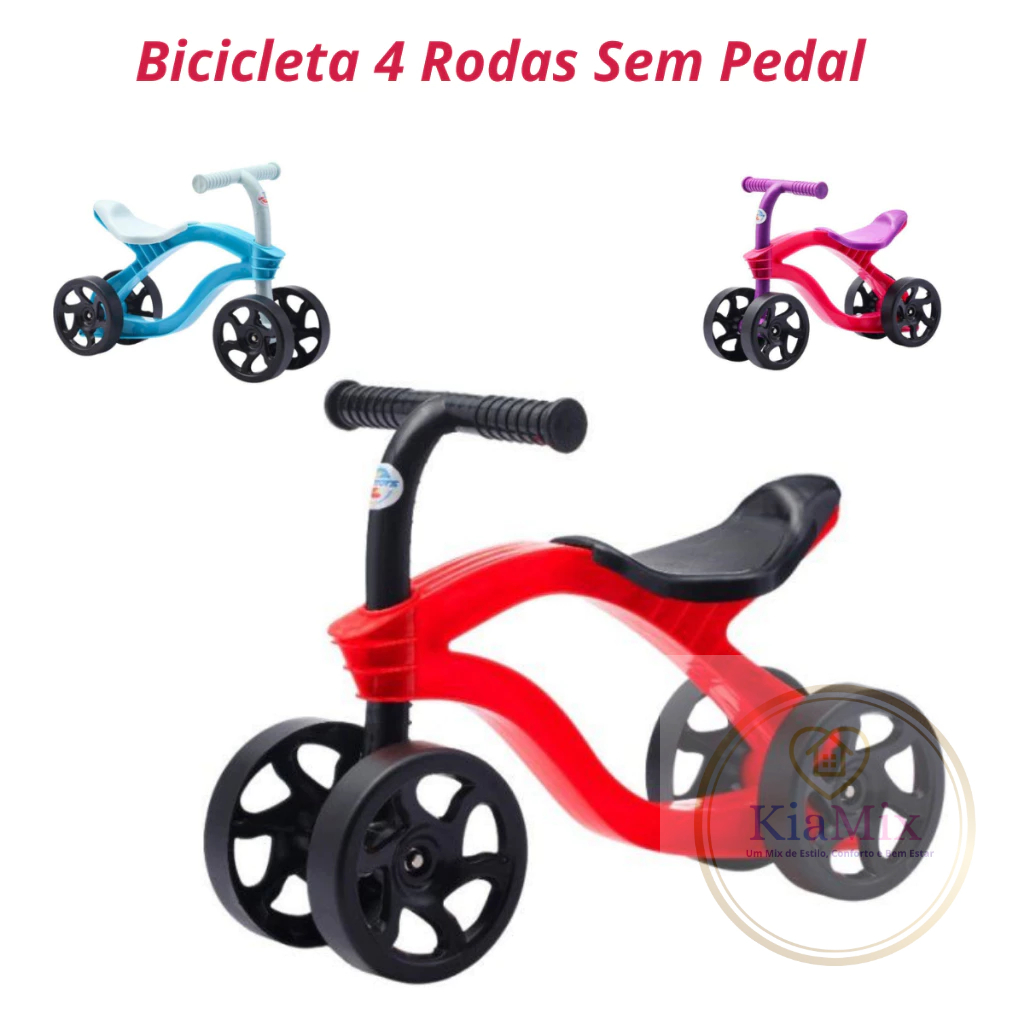 Bicicleta Infantil Bebê Sem Pedal 4 Rodas Equilíbrio Andador Bicicletinha Segura