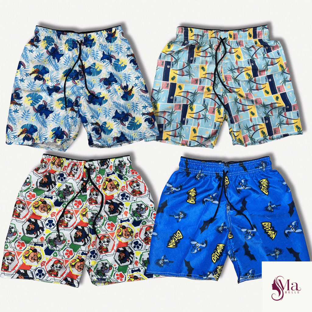 Kit 3 Bermuda Sortido Infantil Tecido Tactel Estampado Kids Colors