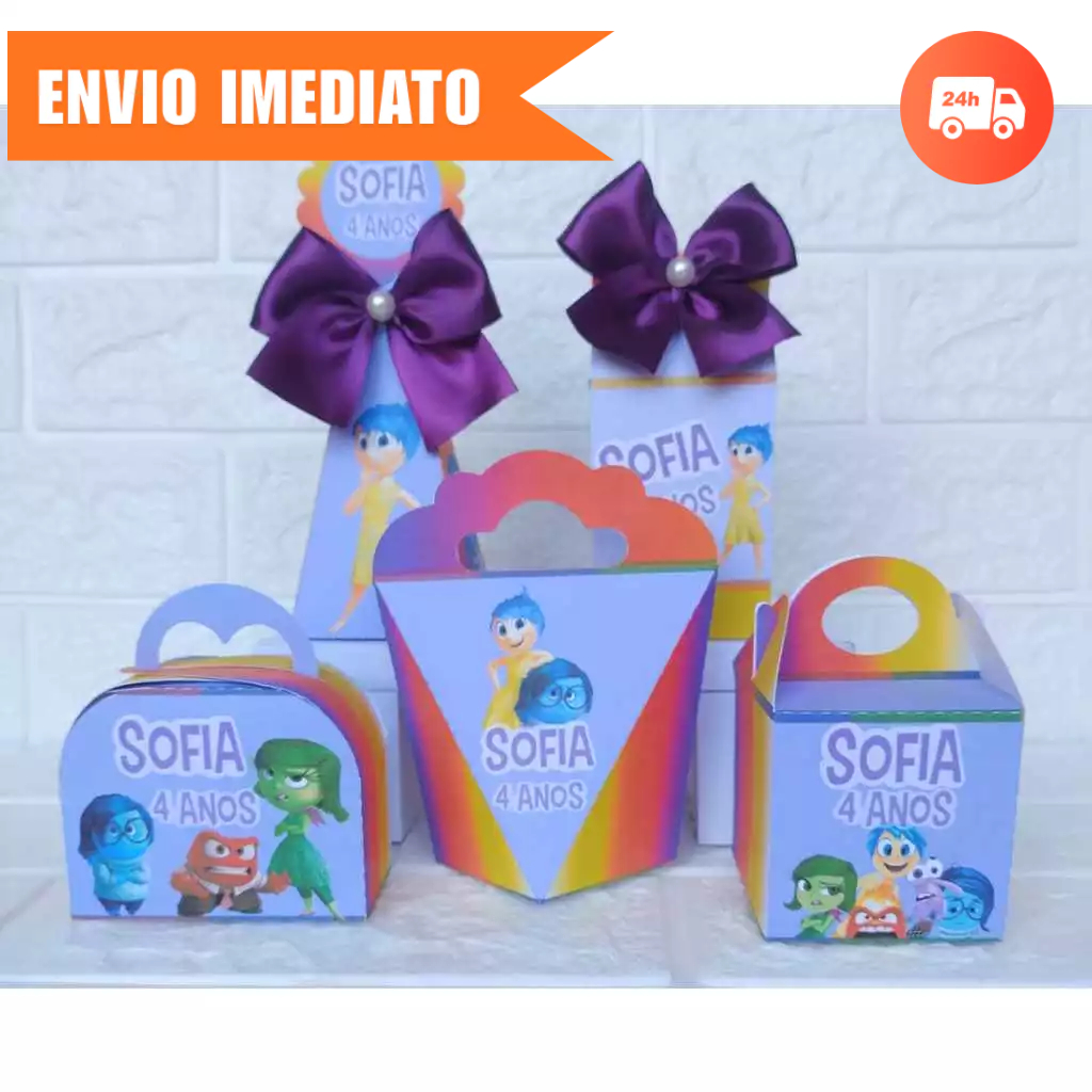 Kit Festa Personalizada DIVERTIDAMENTE | Mimo Lembrancinhas Kit Caixinhas Aniversário| PEGUE E MONTE
