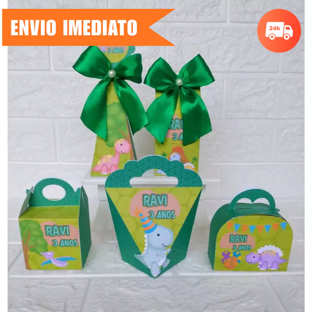 Kit Festa Personalizada DINOSSAURO BABY |Mimo Lembrancinhas Kit Caixinhas Aniversário| PEGUE E MONTE