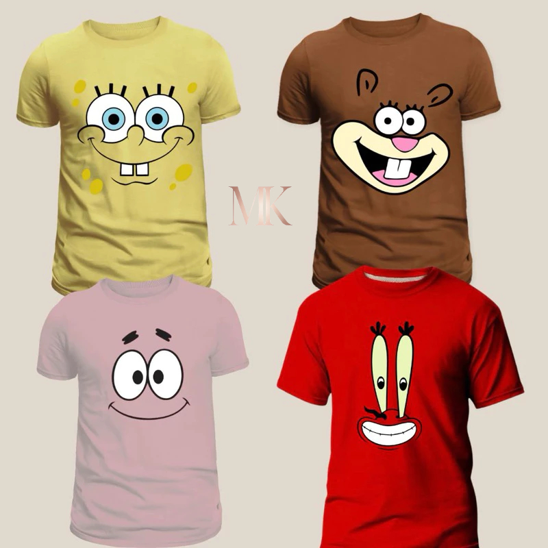 Camiseta [Exclusiva]Bob Esponja ou Patrick ou Siriquejo ou Sandy ou Molusco Unissex - TAM 2 ao G5 em Oferta na Shopee