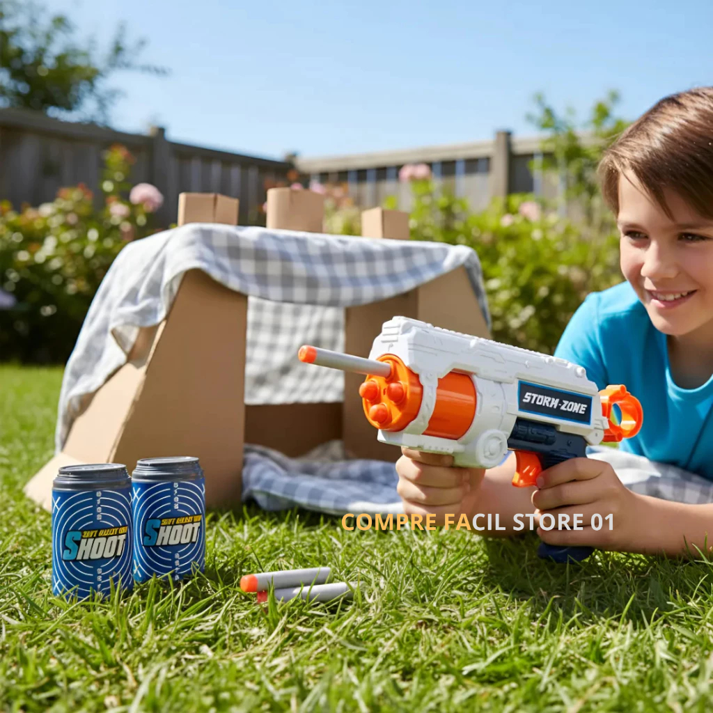 Pistola Brinquedo Lança Dardos Com 8,9, 10 ou 12 Peças Com Alvos Nerf Arma Esportes Infantil