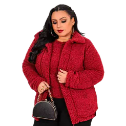 Casaco Teddy Longo Plus Size Pelinho Peludo