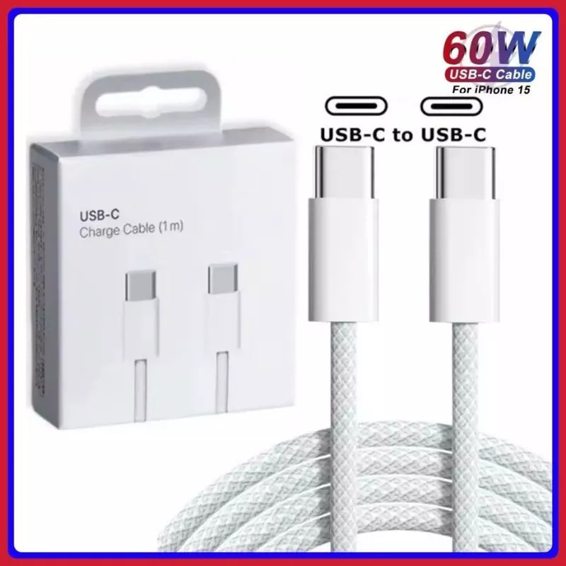 Cabo USB-C Reforçado 1m – Carregamento Rápido 60W / 3A, Sincronização de Dados, Compatível com Samsung, Motorola, Xiaomi