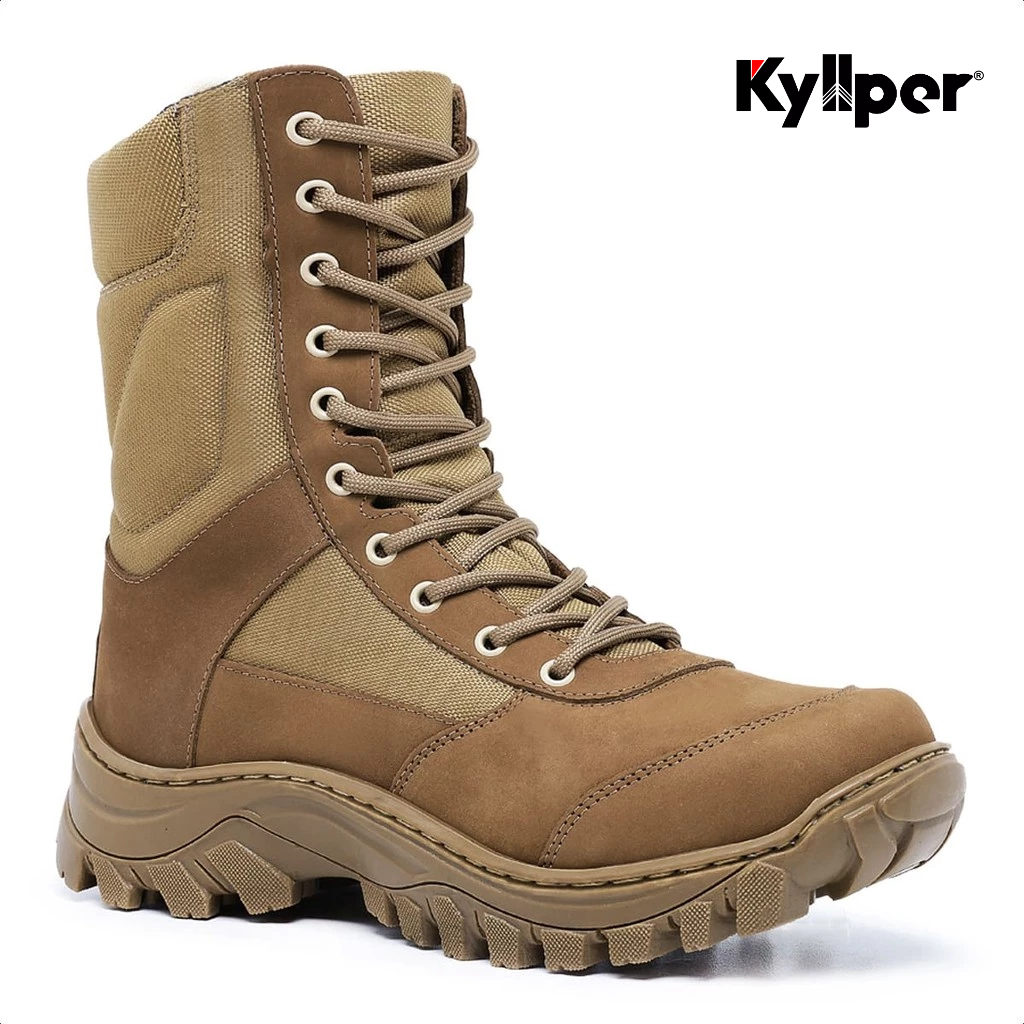 Coturno Militar Zíper Sniper em Couro - Coiote (Exército)