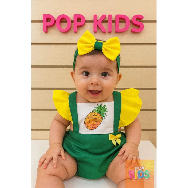 Jardineira Romper Bebê Menina Body Temático Book Festa Mesversário frutinhas cereja melancia uvinha pera p sua princesa em Oferta na Shopee