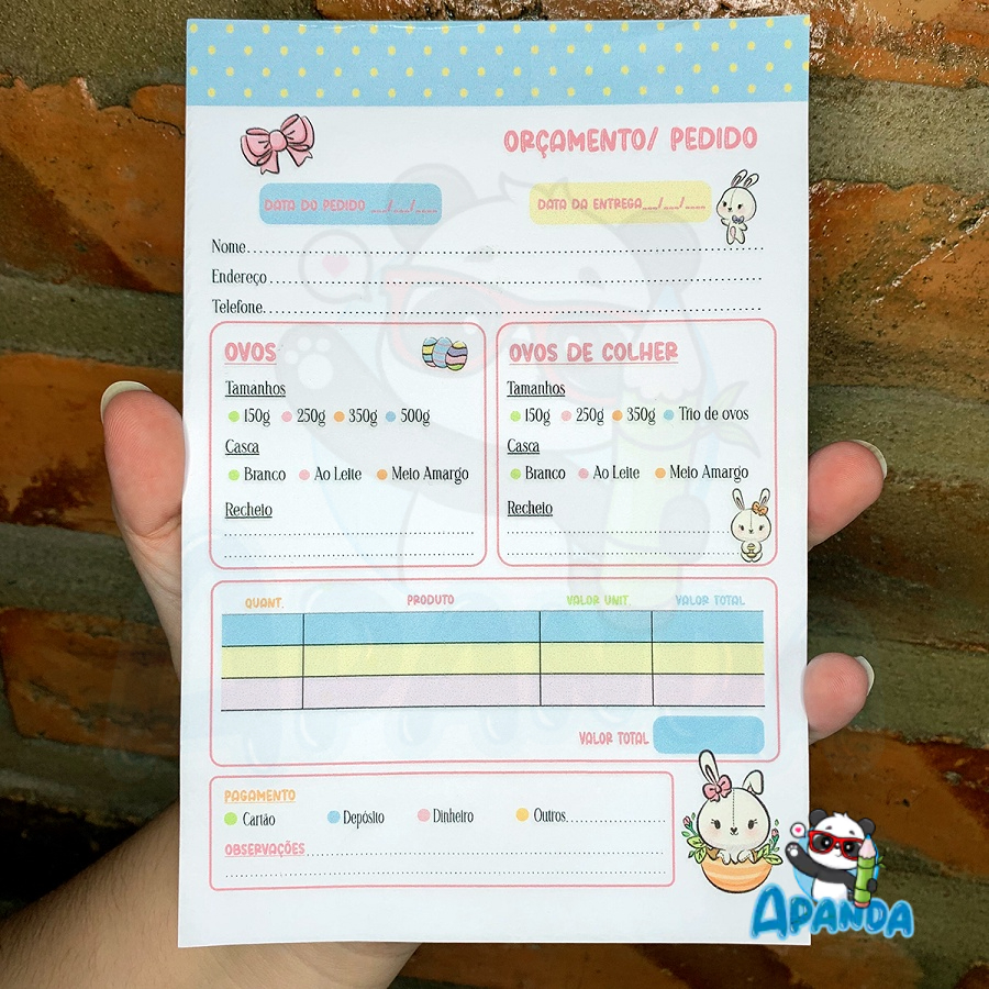 Bloco de Pedidos Ovos de Páscoa 50 Folhas 12,5x18,5cm em Oferta na Shopee