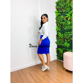 Saia Feminina Tubinho Midi Reta Canelada em Oferta na Shopee