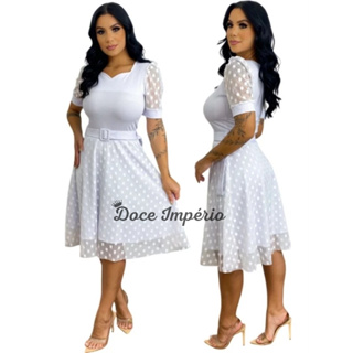 Vestido de Noiva Casamento Civil Tule Branco em Oferta na Shopee