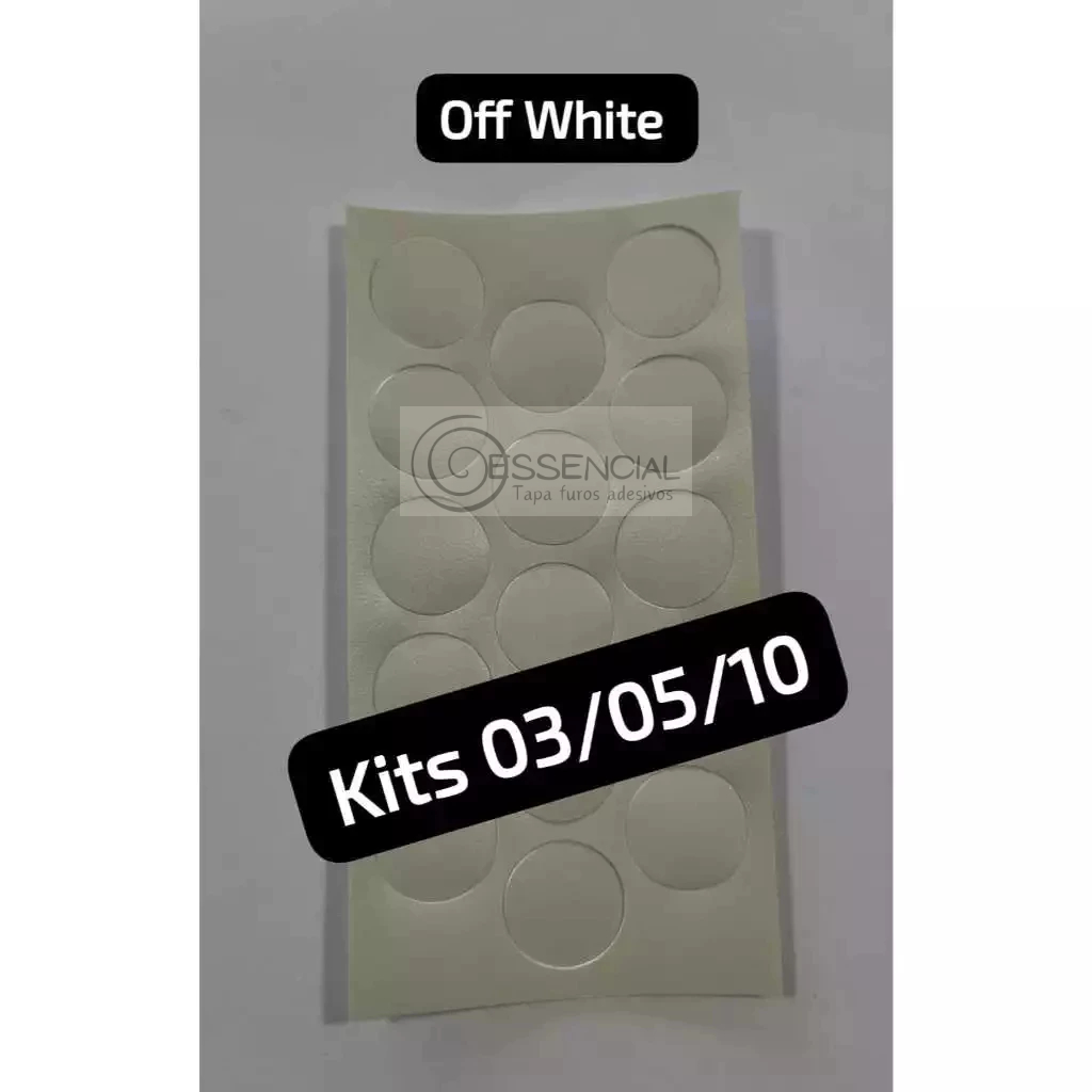 Tapa Furos Adesivos OFF WHITE 19mm. Kit c/ 03, 05 ou 10 cartelas (15 unidades p/ cart.) p/ móveis. em Oferta na Shopee