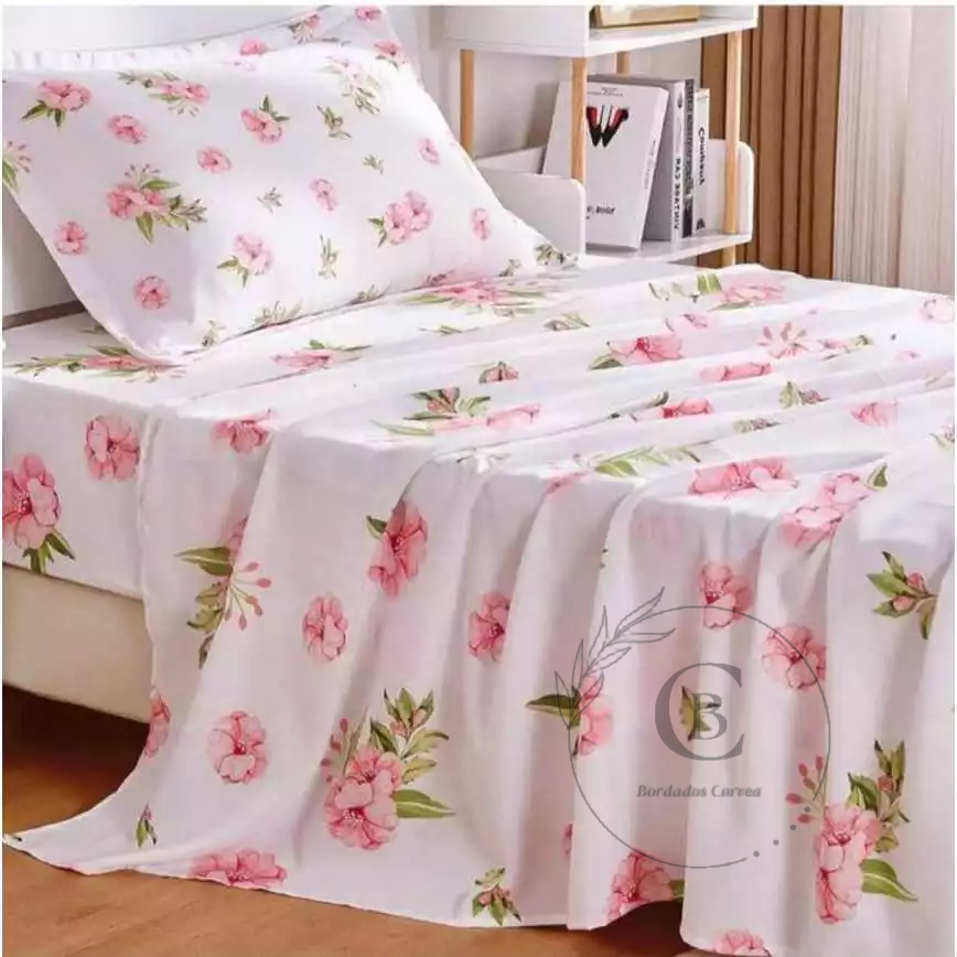 Lençol Solteiro 3 Peças Estampado Jogo Roupa de Cama Com Elástico Extra Macio